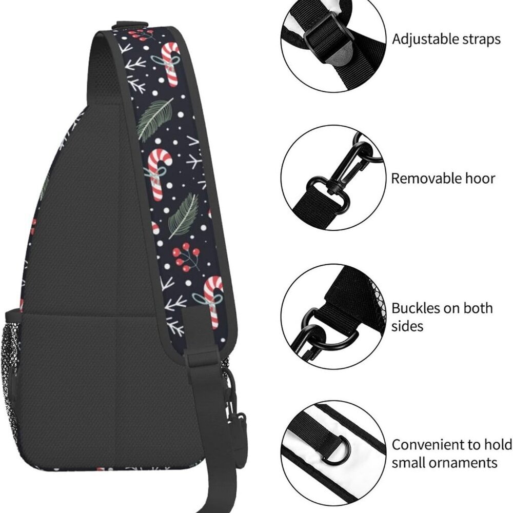 Holiday Pattern Sling Backpack - Adjustable And L… - image 5